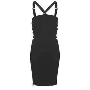 TOPSHOP Black BodyCon Mini Halter Dress